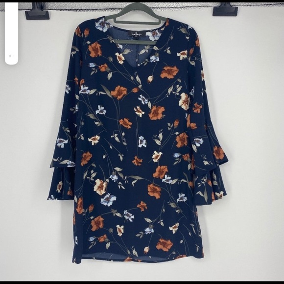 🆕 Lulus Navy Floral Dress - Picture 2 of 3